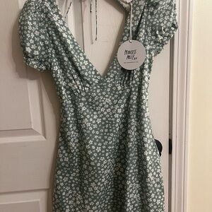 Princess Polly Green and White Floral Mini Dress